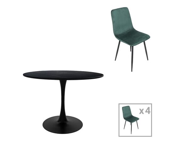 Τραπεζαρία Balou-Grato pakoworld σετ 5τεμ μαύρο-κυπαρισσί Φ100x73εκ - ΤΡΑΠΕΖΑΡΙΕΣ στο Milonadakis.gr