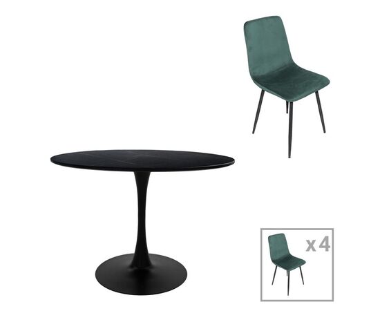 Τραπεζαρία Balou-Grato pakoworld σετ 5τεμ μαύρο-κυπαρισσί Φ120x73εκ - ΤΡΑΠΕΖΑΡΙΕΣ στο Milonadakis.gr