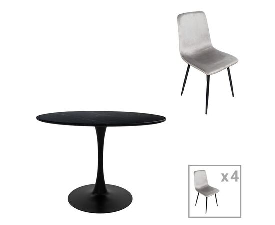 Τραπεζαρία Balou-Grato pakoworld σετ 5τεμ μαύρο-γκρι Φ100x73εκ - ΤΡΑΠΕΖΑΡΙΕΣ στο Milonadakis.gr