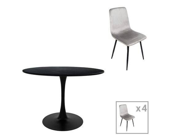 Τραπεζαρία Balou-Grato pakoworld σετ 5τεμ μαύρο-γκρι Φ120x73εκ - ΤΡΑΠΕΖΑΡΙΕΣ στο Milonadakis.gr