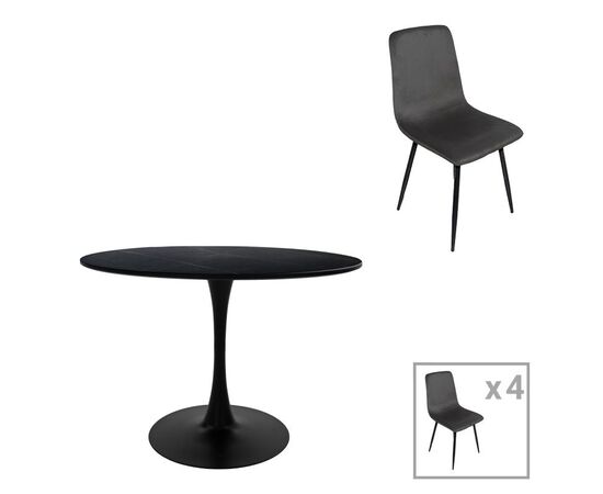 Τραπεζαρία Balou-Grato pakoworld σετ 5τεμ μαύρο Φ100x73εκ - ΤΡΑΠΕΖΑΡΙΕΣ στο Milonadakis.gr