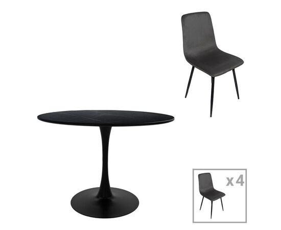 Τραπεζαρία Balou-Grato pakoworld σετ 5τεμ μαύρο Φ120x73εκ - ΤΡΑΠΕΖΑΡΙΕΣ στο Milonadakis.gr