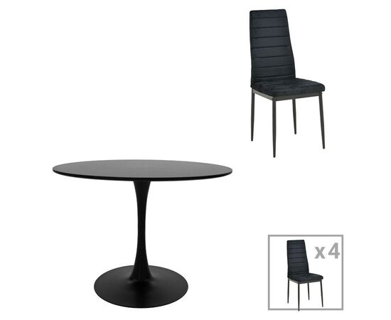 Τραπεζαρία Balou-Parker pakoworld σετ 5τεμ μαύρο Φ100x73εκ - ΤΡΑΠΕΖΑΡΙΕΣ στο Milonadakis.gr