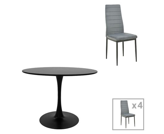 Τραπεζαρία Balou-Parker pakoworld σετ 5τεμ μαύρο-γκρι Φ120x73εκ - ΤΡΑΠΕΖΑΡΙΕΣ στο Milonadakis.gr