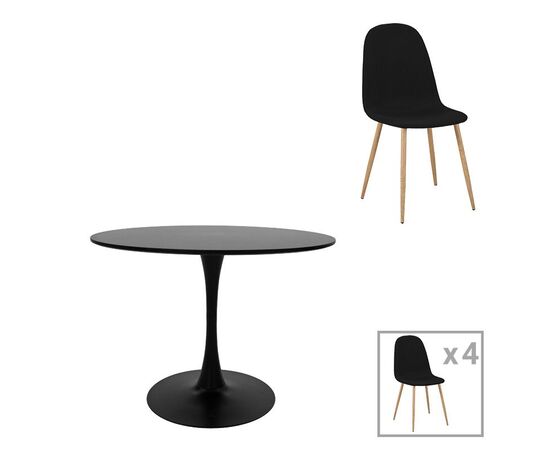 Τραπεζαρία Bella-Balou pakoworld σετ 5τεμ MDF μαύρο-ύφασμα μαύρο Φ120x73εκ - ΤΡΑΠΕΖΑΡΙΕΣ στο Milonadakis.gr