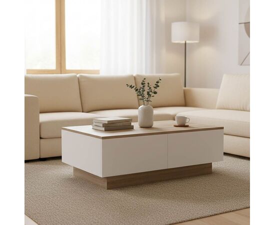 Τραπέζι σαλονιού Winey pakoworld σε sonoma-λευκή απόχρωση 90x60x31.5εκ - ΤΡΑΠΕΖΑΚΙΑ ΣΑΛΟΝΙΟΥ στο Milonadakis.gr