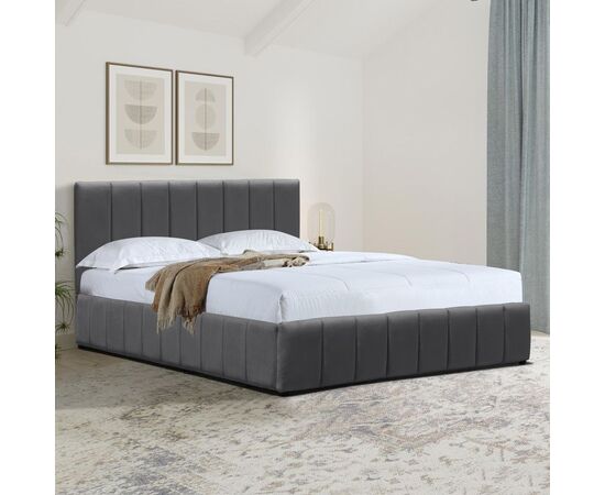 Κρεβάτι Snuggle pakoworld με αποθηκευτικό χώρο βελούδο ανθρακί 160x200εκ - ΚΡΕΒΑΤΙΑ στο Milonadakis.gr