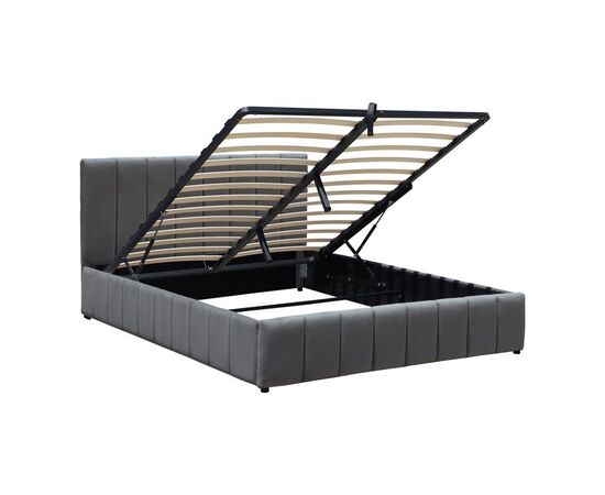 Κρεβάτι Snuggle pakoworld με αποθηκευτικό χώρο βελούδο ανθρακί 160x200εκ - ΚΡΕΒΑΤΙΑ στο Milonadakis.gr