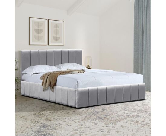 Κρεβάτι Snuggle pakoworld με αποθηκευτικό χώρο βελούδο γκρι 160x200εκ - ΚΡΕΒΑΤΙΑ στο Milonadakis.gr