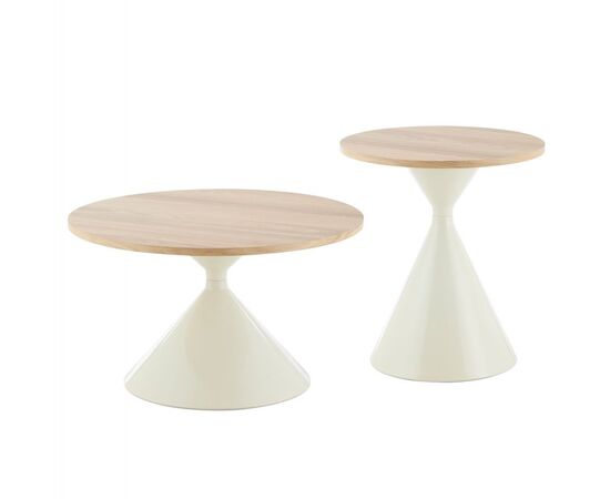 ΤΡΑΠΕΖΙΑ ΣΑΛΟΝΙΟΥ JENNEL HM18265 ΜΕΤΑΛΛΟ ΜΠΕΖ--MDF ΜΕ PAPERWOOD Φ50εκ & Φ70εκ - ΤΡΑΠΕΖΙΑ ΚΟΥΖΙΝΑΣ στο Milonadakis.gr