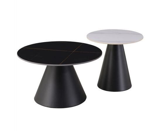 ΤΡΑΠΕΖΙΑ ΣΑΛΟΝΙΟΥ RIDGE HM18266.10 ΚΕΡΑΜΙΚΑ TOP ΜΕ ΟΨΗ ΜΑΥΡΟΥ-ΛΕΥΚΟΥ ΜΑΡΜΑΡΟΥ Φ50εκ & Φ70εκ - ΤΡΑΠΕΖΙΑ ΚΟΥΖΙΝΑΣ στο Milonadakis.gr