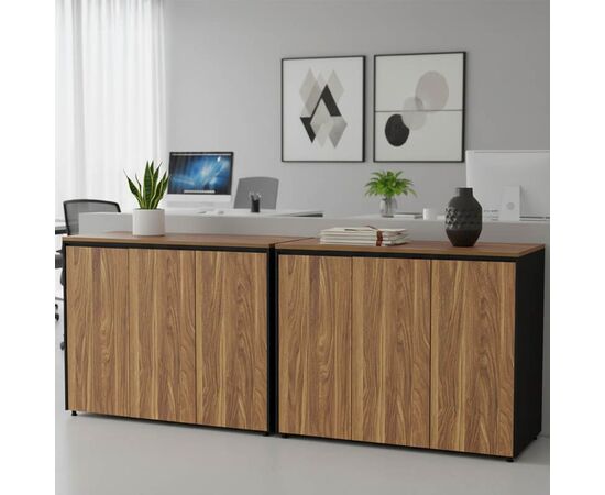 Ντουλάπια γραφείου χαμηλά επαγγελματικά Oscar pakoworld καρυδί-ανθρακί 240x40x80εκ - ΝΤΟΥΛΑΠΙΑ στο Milonadakis.gr