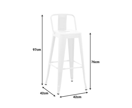 Σκαμπό μπαρ με πλάτη Utopia pakoworld μέταλλο σε λευκή ματ απόχρωση 42x42x97εκ - ΠΟΥΦ - ΣΚΑΜΠΟ - ΜΠΑΟΥΛΟ στο Milonadakis.gr