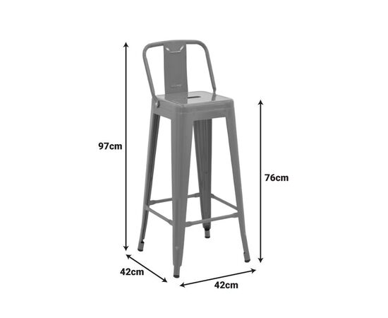 Σκαμπό μπαρ με πλάτη Utopia pakoworld μέταλλο σε λαδί απόχρωση 42x42x97εκ - ΣΚΑΜΠΟ ΜΠΑΡ στο Milonadakis.gr