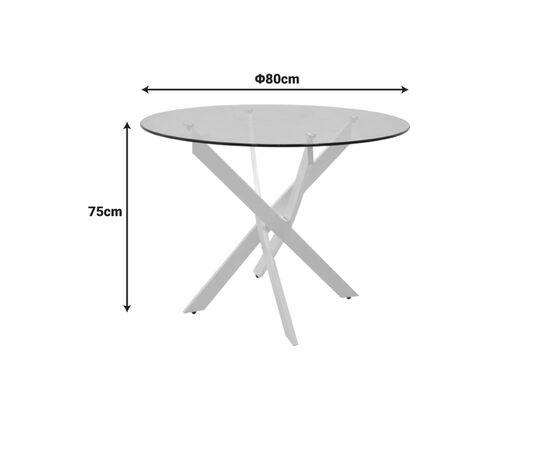 Τραπέζι Antoro pakoworld γυαλί και μεταλλικά πόδια σε λευκή απόχρωση Φ80x75εκ - ΤΡΑΠΕΖΙΑ ΚΟΥΖΙΝΑΣ στο Milonadakis.gr