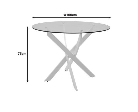 Τραπέζι Antoro pakoworld γυαλί και μεταλλικά πόδια σε λευκή απόχρωση Φ100x75εκ - ΤΡΑΠΕΖΙΑ ΚΟΥΖΙΝΑΣ στο Milonadakis.gr