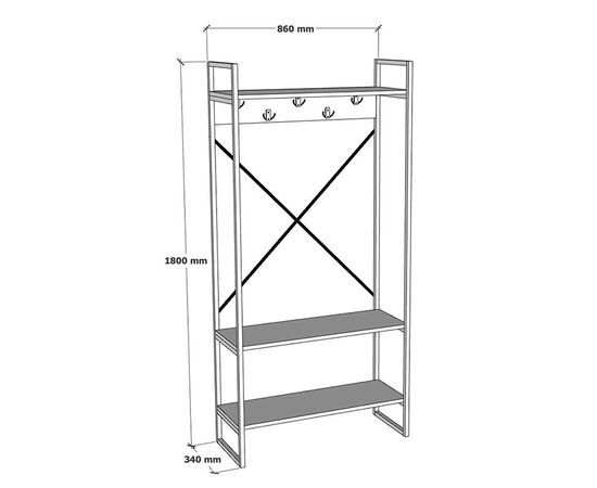 Έπιπλο εισόδου Levento pakoworld ανθρακί με μαύρο μεταλλικό σκελετό 88x34x180εκ - ΕΠΙΠΛΑ ΕΙΣΟΔΟΥ στο Milonadakis.gr