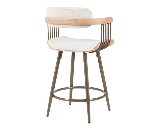 Σκαμπό μπαρ Cameo pakoworld περιστρεφόμενο μέταλλο μπρονζέ-white-wash ξύλο-μπέζ ύφασμα 53x50x93εκ - ΣΚΑΜΠΟ ΜΠΑΡ στο Milonadakis.gr