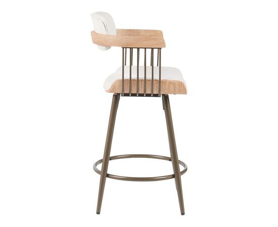 Σκαμπό μπαρ Cameo pakoworld περιστρεφόμενο μέταλλο μπρονζέ-white-wash ξύλο-μπέζ ύφασμα 53x50x93εκ - ΣΚΑΜΠΟ ΜΠΑΡ στο Milonadakis.gr