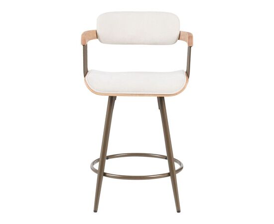 Σκαμπό μπαρ Cameo pakoworld περιστρεφόμενο μέταλλο μπρονζέ-white-wash ξύλο-μπέζ ύφασμα 53x50x93εκ - ΣΚΑΜΠΟ ΜΠΑΡ στο Milonadakis.gr