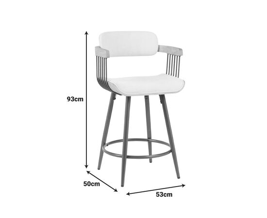 Σκαμπό μπαρ Cameo pakoworld περιστρεφόμενο μέταλλο μπρονζέ-white-wash ξύλο-μπέζ ύφασμα 53x50x93εκ - ΣΚΑΜΠΟ ΜΠΑΡ στο Milonadakis.gr