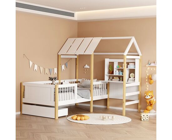 Παιδικό κρεβάτι Bedria pakoworld τ.Montessori ξύλο σε λευκή-φυσική απόχρωση 190x90εκ - ΠΑΙΔΙΚΟ ΔΩΜΑΤΙΟ στο Milonadakis.gr