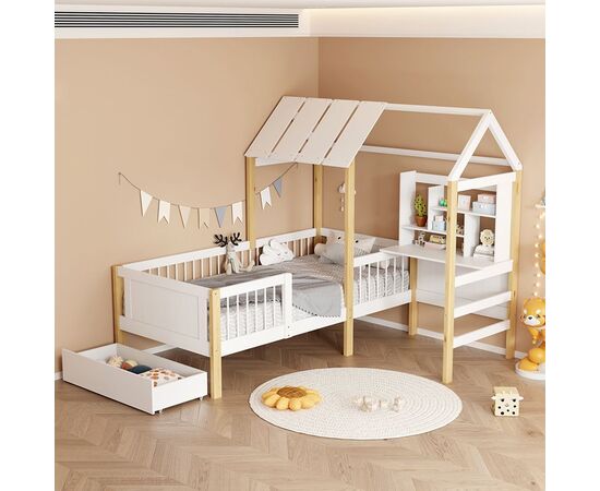 Παιδικό κρεβάτι Bedria pakoworld τ.Montessori ξύλο σε λευκή-φυσική απόχρωση 190x90εκ - ΠΑΙΔΙΚΟ ΔΩΜΑΤΙΟ στο Milonadakis.gr