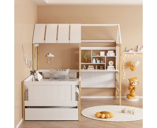 Παιδικό κρεβάτι Bedria pakoworld τ.Montessori ξύλο σε λευκή-φυσική απόχρωση 190x90εκ - ΠΑΙΔΙΚΟ ΔΩΜΑΤΙΟ στο Milonadakis.gr