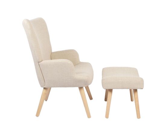 Πολυθρόνα-μπερζέρα με υποπόδιο Gerlina pakoworld κρεμ ύφασμα με πόδι σε φυσική απόχρωση 71x64x94εκ - ΚΑΡΕΚΛΕΣ - ΠΟΛΥΘΡΟΝΕΣ ΕΣ. στο Milonadakis.gr