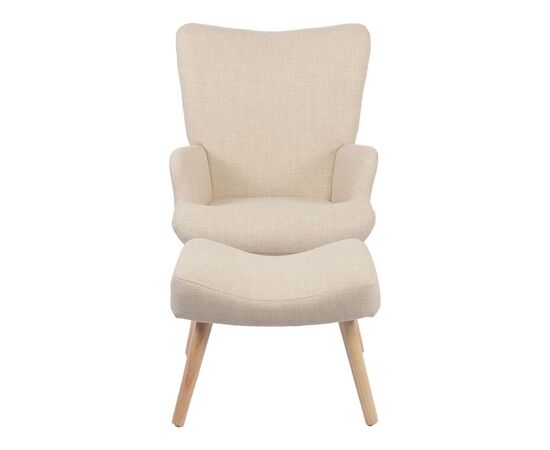 Πολυθρόνα-μπερζέρα με υποπόδιο Gerlina pakoworld κρεμ ύφασμα με πόδι σε φυσική απόχρωση 71x64x94εκ - ΚΑΡΕΚΛΕΣ - ΠΟΛΥΘΡΟΝΕΣ ΕΣ. στο Milonadakis.gr