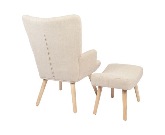 Πολυθρόνα-μπερζέρα με υποπόδιο Gerlina pakoworld κρεμ ύφασμα με πόδι σε φυσική απόχρωση 71x64x94εκ - ΚΑΡΕΚΛΕΣ - ΠΟΛΥΘΡΟΝΕΣ ΕΣ. στο Milonadakis.gr