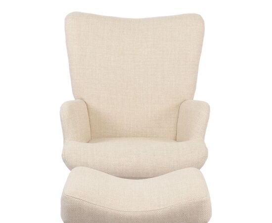 Πολυθρόνα-μπερζέρα με υποπόδιο Gerlina pakoworld κρεμ ύφασμα με πόδι σε φυσική απόχρωση 71x64x94εκ - ΚΑΡΕΚΛΕΣ - ΠΟΛΥΘΡΟΝΕΣ ΕΣ. στο Milonadakis.gr