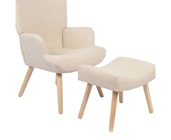 Πολυθρόνα-μπερζέρα με υποπόδιο Gerlina pakoworld κρεμ ύφασμα με πόδι σε φυσική απόχρωση 71x64x94εκ - ΚΑΡΕΚΛΕΣ - ΠΟΛΥΘΡΟΝΕΣ ΕΣ. στο Milonadakis.gr