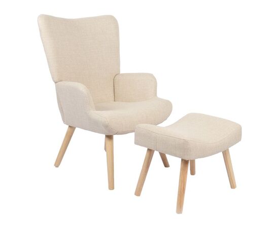 Πολυθρόνα-μπερζέρα με υποπόδιο Gerlina pakoworld κρεμ ύφασμα με πόδι σε φυσική απόχρωση 71x64x94εκ - ΚΑΡΕΚΛΕΣ - ΠΟΛΥΘΡΟΝΕΣ ΕΣ. στο Milonadakis.gr