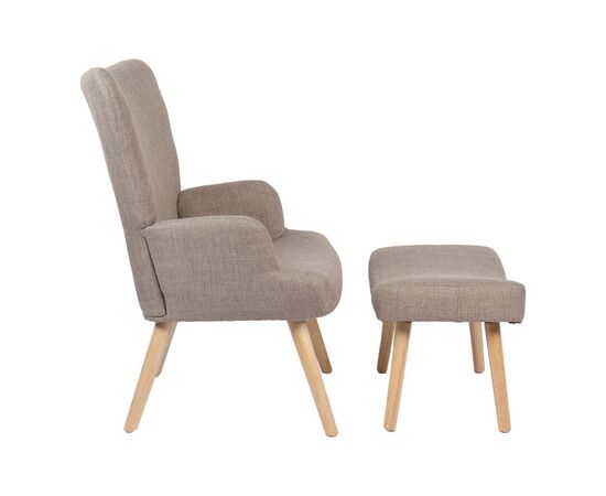 Πολυθρόνα-μπερζέρα με υποπόδιο Gerlina pakoworld γκρι-μπεζ ύφασμα με πόδι σε φυσική απόχρωση 71x64x94εκ - ΚΑΡΕΚΛΕΣ - ΠΟΛΥΘΡΟΝΕΣ ΕΣ. στο Milonadakis.gr