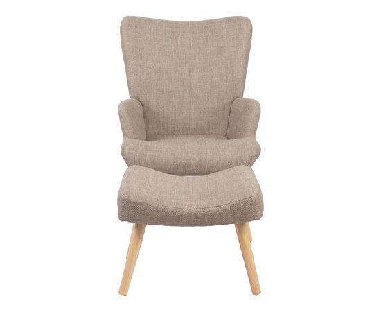 Πολυθρόνα-μπερζέρα με υποπόδιο Gerlina pakoworld γκρι-μπεζ ύφασμα με πόδι σε φυσική απόχρωση 71x64x94εκ - ΚΑΡΕΚΛΕΣ - ΠΟΛΥΘΡΟΝΕΣ ΕΣ. στο Milonadakis.gr