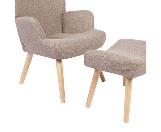 Πολυθρόνα-μπερζέρα με υποπόδιο Gerlina pakoworld γκρι-μπεζ ύφασμα με πόδι σε φυσική απόχρωση 71x64x94εκ - ΚΑΡΕΚΛΕΣ - ΠΟΛΥΘΡΟΝΕΣ ΕΣ. στο Milonadakis.gr