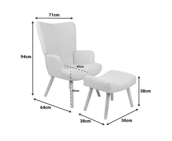 Πολυθρόνα-μπερζέρα με υποπόδιο Gerlina pakoworld γκρι-μπεζ ύφασμα με πόδι σε φυσική απόχρωση 71x64x94εκ - ΚΑΡΕΚΛΕΣ - ΠΟΛΥΘΡΟΝΕΣ ΕΣ. στο Milonadakis.gr