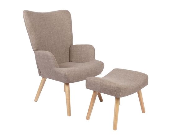 Πολυθρόνα-μπερζέρα με υποπόδιο Gerlina pakoworld γκρι-μπεζ ύφασμα με πόδι σε φυσική απόχρωση 71x64x94εκ - ΚΑΡΕΚΛΕΣ - ΠΟΛΥΘΡΟΝΕΣ ΕΣ. στο Milonadakis.gr