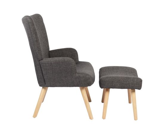 Πολυθρόνα-μπερζέρα με υποπόδιο Gerlina pakoworld ανθρακί ύφασμα με πόδι σε φυσική απόχρωση 71x64x94εκ - ΚΑΡΕΚΛΕΣ - ΠΟΛΥΘΡΟΝΕΣ ΕΣ. στο Milonadakis.gr