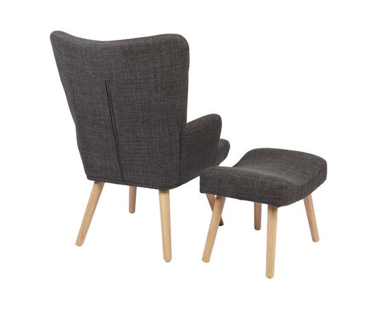 Πολυθρόνα-μπερζέρα με υποπόδιο Gerlina pakoworld ανθρακί ύφασμα με πόδι σε φυσική απόχρωση 71x64x94εκ - ΚΑΡΕΚΛΕΣ - ΠΟΛΥΘΡΟΝΕΣ ΕΣ. στο Milonadakis.gr