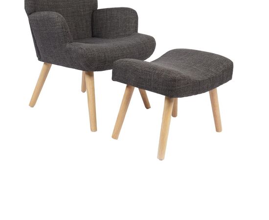 Πολυθρόνα-μπερζέρα με υποπόδιο Gerlina pakoworld ανθρακί ύφασμα με πόδι σε φυσική απόχρωση 71x64x94εκ - ΚΑΡΕΚΛΕΣ - ΠΟΛΥΘΡΟΝΕΣ ΕΣ. στο Milonadakis.gr