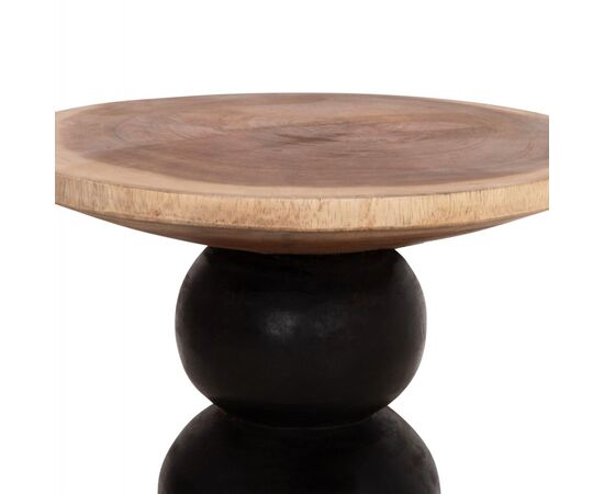 ΒΟΗΘΗΤΙΚΟ ΤΡΑΠΕΖΑΚΙ ΣΤΡΟΓΓΥΛΟ JACKY HM9890 SUAR ΞΥΛΟ ΦΥΣΙΚΟ & ΜΑΥΡΟ Φ40x45,5Υεκ. - ΒΟΗΘΗΤΙΚΑ ΤΡΑΠΕΖΑΚΙΑ στο Milonadakis.gr