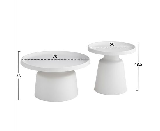 ΣΕΤ 2 ΤΡΑΠΕΖΙΑ ΣΑΛΟΝΙΟΥ RINKON2 HM18304.01 ΜΕΤΑΛΛΟ ΣΕ ΛΕΥΚΟ Φ50εκ & Φ70εκ - ΤΡΑΠΕΖΙΑ ΚΟΥΖΙΝΑΣ στο Milonadakis.gr