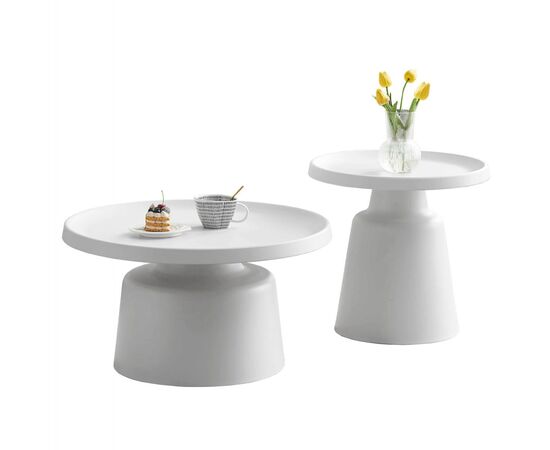 ΣΕΤ 2 ΤΡΑΠΕΖΙΑ ΣΑΛΟΝΙΟΥ RINKON2 HM18304.01 ΜΕΤΑΛΛΟ ΣΕ ΛΕΥΚΟ Φ50εκ & Φ70εκ - ΤΡΑΠΕΖΙΑ ΚΟΥΖΙΝΑΣ στο Milonadakis.gr