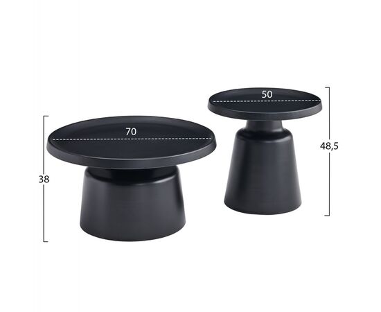 ΣΕΤ 2 ΤΡΑΠΕΖΙΑ ΣΑΛΟΝΙΟΥ RINKON2 HM18304.02 ΜΕΤΑΛΛΟ ΣΕ ΜΑΥΡΟ Φ50εκ & Φ70εκ - ΤΡΑΠΕΖΙΑ ΚΟΥΖΙΝΑΣ στο Milonadakis.gr