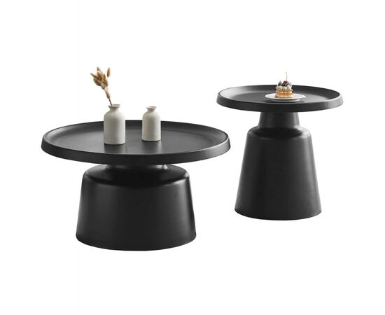 ΣΕΤ 2 ΤΡΑΠΕΖΙΑ ΣΑΛΟΝΙΟΥ RINKON2 HM18304.02 ΜΕΤΑΛΛΟ ΣΕ ΜΑΥΡΟ Φ50εκ & Φ70εκ - ΤΡΑΠΕΖΙΑ ΚΟΥΖΙΝΑΣ στο Milonadakis.gr