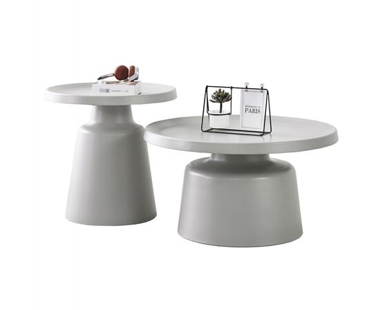 ΣΕΤ 2 ΤΡΑΠΕΖΙΑ ΣΑΛΟΝΙΟΥ RINKON2 HM18304.03 ΜΕΤΑΛΛΟ ΣΕ ΓΚΡΙ Φ50εκ & Φ70εκ - ΤΡΑΠΕΖΙΑ ΚΟΥΖΙΝΑΣ στο Milonadakis.gr