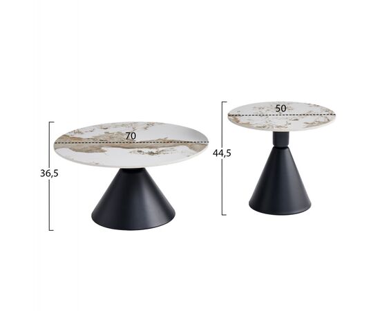 ΣΕΤ 2 ΤΡΑΠΕΖΙΑ ΣΑΛΟΝΙΟΥ JEN HM18305.02 ΜΕΤΑΛΛΟ ΜΑΥΡΟ-SINTERED STONE PANDORA Φ50εκ & Φ70εκ - ΤΡΑΠΕΖΑΚΙΑ ΣΑΛΟΝΙΟΥ στο Milonadakis.gr