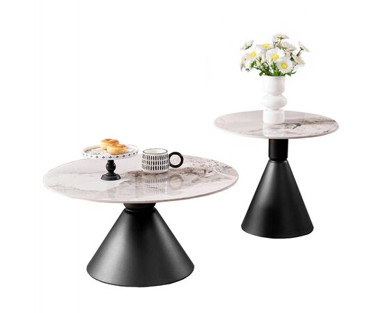 ΣΕΤ 2 ΤΡΑΠΕΖΙΑ ΣΑΛΟΝΙΟΥ JEN HM18305.02 ΜΕΤΑΛΛΟ ΜΑΥΡΟ-SINTERED STONE PANDORA Φ50εκ & Φ70εκ - ΤΡΑΠΕΖΑΚΙΑ ΣΑΛΟΝΙΟΥ στο Milonadakis.gr
